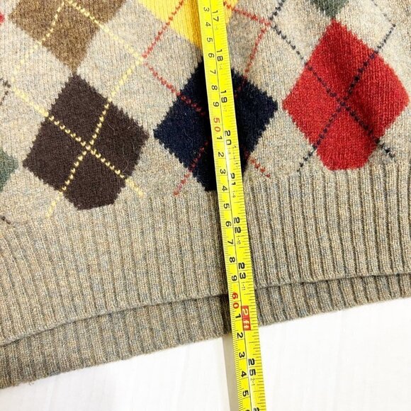 J.Crew 100% Lambswool V Neck Argyle Sweater Size Medium Premium Lambswool - Picture 10 of 10